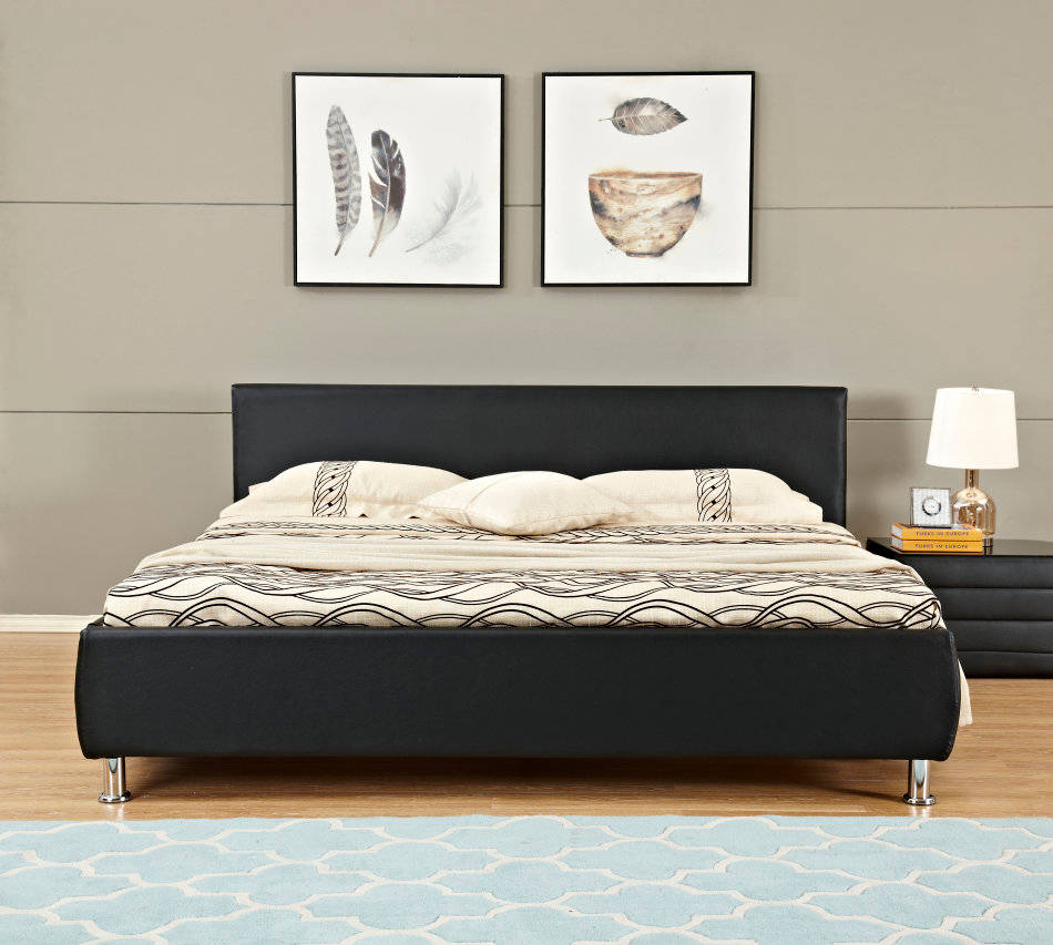 Beds Hazlo Aleksandr Faux Leather Bed Base with Headboard King